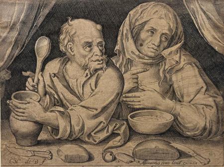 Art work by  Anonimo Uomo e donna che mangiano il porridge - print paper 